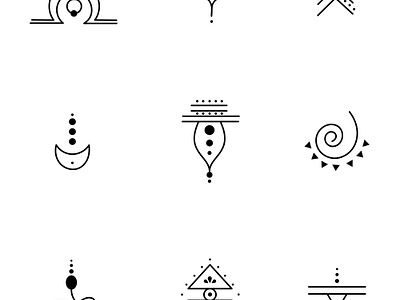 A set of small esoteric mystical symbols for tattoos app branding design graphic design illustration logo typography ui ux vector