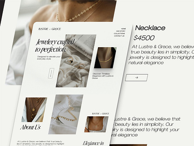 Lustre & Grace - High-End Jewelry Website design graphic design jewelry website landing page minimalist website ui ui design uiux unique website website website design