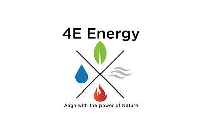 4E Energy logo 4eenergy branding cleandesign ecofriendlybrand environmentalfocus fire graphic design greenenergy leaf logo minimalistlogo modernbranding naturalelements renewableresources sustainableenergy water