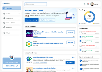 LMS Dashboard app appdesign branding courses dashboard design graphic design learning lms ui ux