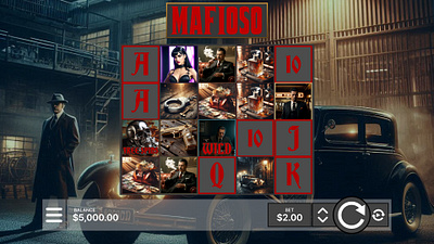 Mafioso Slot Game animation app betting branding casino character art design gambling game art game design gaming graphic design illustration logo motion graphics slot game typography ui ux vector