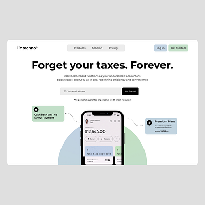 Fintechno - Forget Your Taxes branding design graphic design ui web webdesign website website design