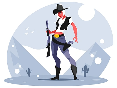 Female gunfighter cowboy cowgirl female gangster gun gunfighter gunslinger handgun illustration shooting texas vector west western wild woman