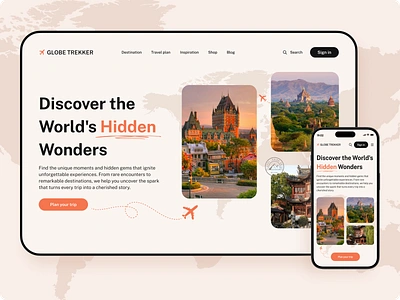 Responsive Travel Guide Website Design figma header innovative minimal mobile responsive responsive website design travel travel website design ui ui design uiux design ux uxui design web design website design website header design