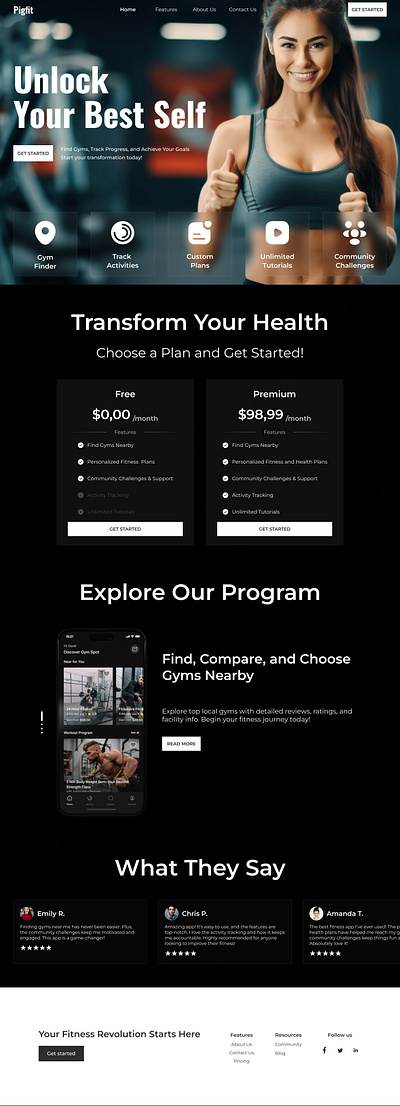 Responsive design for Fitness landing page branding dark desktop fitness fitnessapp fitnesslandigpage ipad iphone landing landingpage minimal responsive ui uidesign uiux website websitedesign