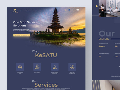 KeSatu - Landing Page amazing aminata yazda bali blue cream color dark blue foryou gold color kesatu landing page medern new service agency service website simple ui ux website website kesatu yazda