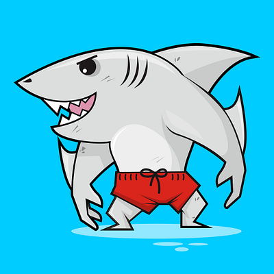 Shark Guy 01 2d illustration appa apparel baywatch beach cartoon character design clothing design cute fish funny graphic design illustration mascot monster ocean sea shark swimming