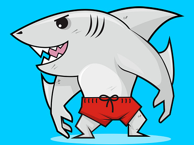 Shark Guy 01 2d illustration appa apparel baywatch beach cartoon character design clothing design cute fish funny graphic design illustration mascot monster ocean sea shark swimming