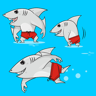 Shark Guy 02 2d 2d vector apparel beach cartoon character design clothing design cute fish graphic design illustration mascot ocean sea shark