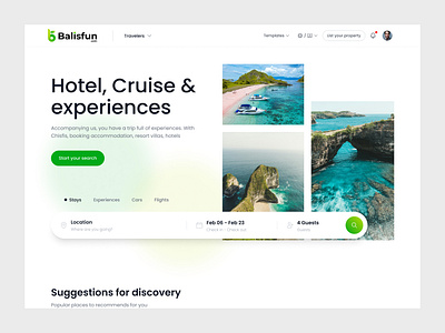 Balisfun - Travel Agency agency aminata yazda bali balisfun booking booking engine fun color green color landing page matching color nusa penida perfect simple travel travel agency ui ux web website yazda