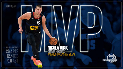 Nikola Jokic of the Denver Nuggets won his third NBA MVP award 3d logo