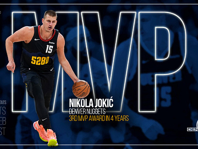 Nikola Jokic of the Denver Nuggets won his third NBA MVP award 3d logo