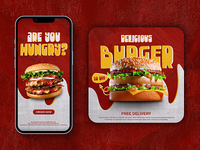 Delicious Burger add app banner branding campaign creative direction design digital design facebook facebook add graphic design illustration instagram instagram post logo post post design social media ui visual design