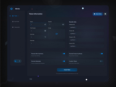 Future Token Information (Input Form) form form dashboard form ui input field token information ui