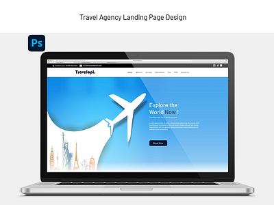 Travel Agency Landing Page Design banner colour design graphic design mokup photoshop typography ui uiux ux vector web website