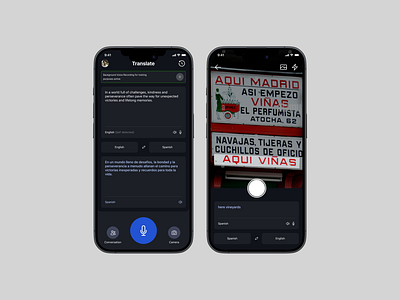 Simple translation application UI application dark dark mode google google translate mobile mobile app mobile translation mode translate translation ui ux