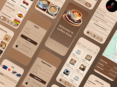 Coffee Shop Mobile App UI Design adobe xd app design coffee coffee shop design figma ui uiux uiux design user experience user interface ux