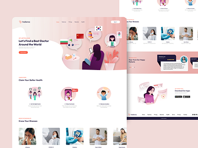 Health App UI Journey - Landing Page figma health ilustration landing page ui ui ux design uiux desain website