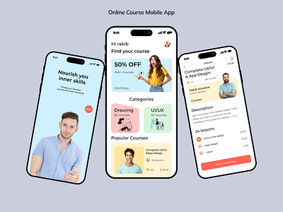 Online Course Mobile App mobile app online course app ui uiux uiux mobile app ux