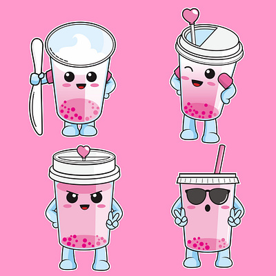 Bobbanion 02 apparel boba cartoon character design clothing design cute drink food and beverages graphic design illustration juice kids mascot