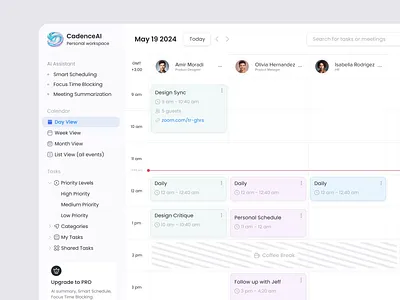 AI Calendar action ai ai design aicalendar assistant automation calendar component cta dashboard list manage menu options schedule task taskmanagement to do ui