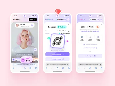 Donation Web App Mobile Clean UI app app ui clean ui content monetization crypto crypto ui design donations mobile mobile ui qr code soft ui ui wallet web app web wallet