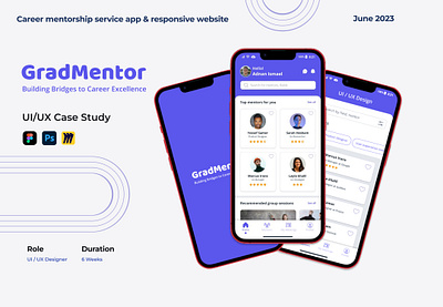 Gradmentor Case Study app app design application career app mentorship app mobile app responsive website ui uiux user interface web design website