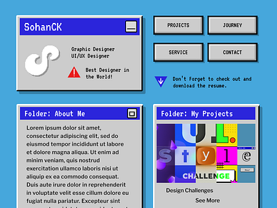 Y2K Portfolio - #1 of #7daysofstyle 2000 3d 7daysofstyle aesthetic branding buttons computer design graphic design logo old style retro sohan sohanck ui user website window windows y2k