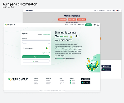 Authorization page (before and after) app auth crypto fintech graphic design interface ui webdesign