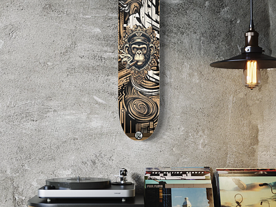 Capt. Chimp Grafiti Skate-Deck Design art design digital design graphic design handmade illustration skate deck skateboard