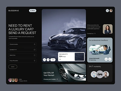 Luxury car rental website UI auto automotive website booking interface car booking website car rental website luxury car rental rent a car rental company rental website transport ui uiux ux vehicle rental web design website