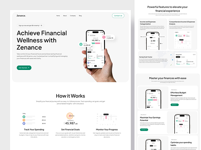 Zenance. - Fintech Landing Page finance financial fintech landing page mobile app ui design uiux uiux design website