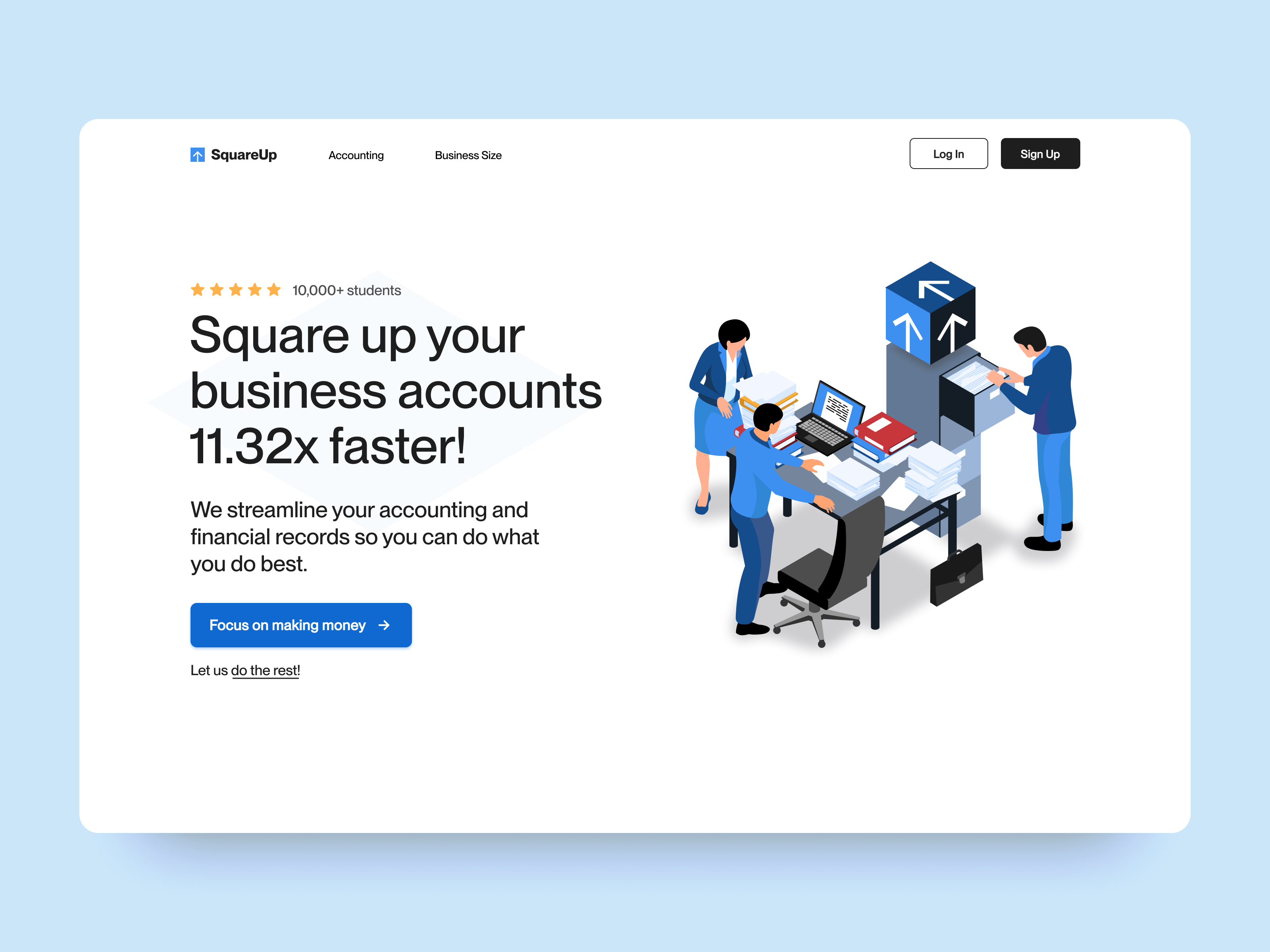 Landing Page for accounting services challenge design isometric landing pange ui web design website