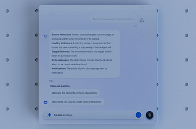 AVA AI Chat Interface Interaction 3d ai animation blender design minimal motion graphics ui uiux ux