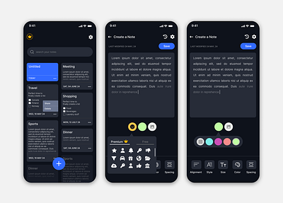 Notes Taking App Design app design dark theme figma mobile app design notes app ui ui design