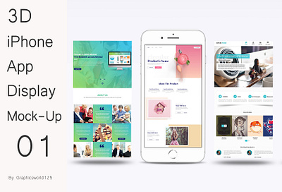 3D iPhone App Display Mock-Up 01 iphone 16