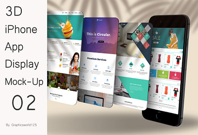 3D iPhone App Display Mock-Up 02 iphone 16