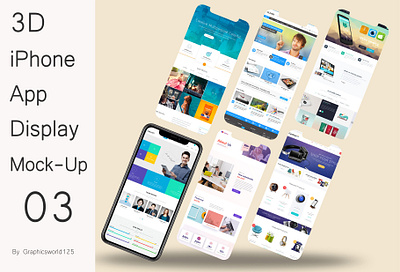3D iPhone App Display Mock-Up 03 iphone 16