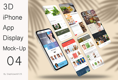 3D iPhone App Display Mock-Up 04 iphone 16