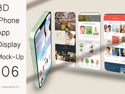 3D iPhone App Display Mock-Up 06 iphone 16