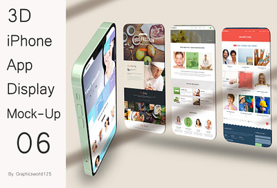 3D iPhone App Display Mock-Up 06 iphone 16