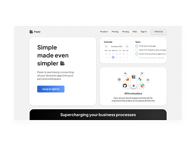Peekr - landing page dailyui design landing landing page manage managment organize social media sync ui ui design web design webdesign