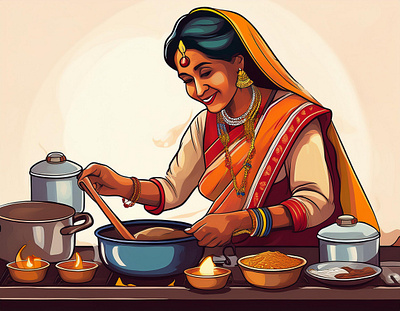 Indian cooking 2 3d graphic design