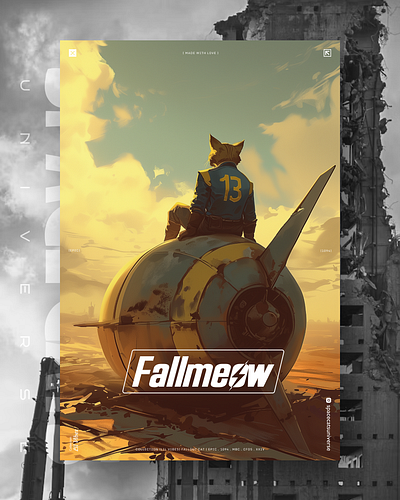 Fallmeow ⚡ ai branding cat daliy design illustration poster print