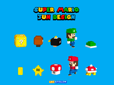 Super Mario Bros 3D - pixel art style with Spline (P2) 3d 3d animation 3d interaction animation best freelancer freelance freelancer game design graphic design mario motion graphics pixel art spline super mario bros top design trend website ui uiux visual design web design