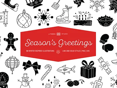 Season's Greetings Illustration Set christmas diwali graphic design graphics hanukkah holiday icons illustration ui vector