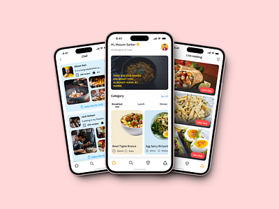 Food Recipe Mobile App UI Concept animation graphic design ui