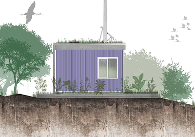 Off grid tiny house made in SketchUp/Photoshop. adobe architecture fascade graphic design photoshop section sketchup