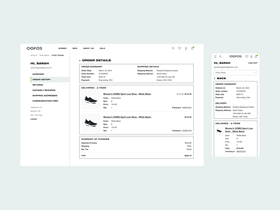 OOFOS Account Dashboard account athletic branding clog commerce dashboard graphic design health product product tiles promos recovery sandal shoe shop slipper ui ux web wellness