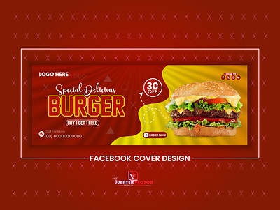 Burger Facebook Cover Design branding burger cover design facebook graphic design illustration modern vector